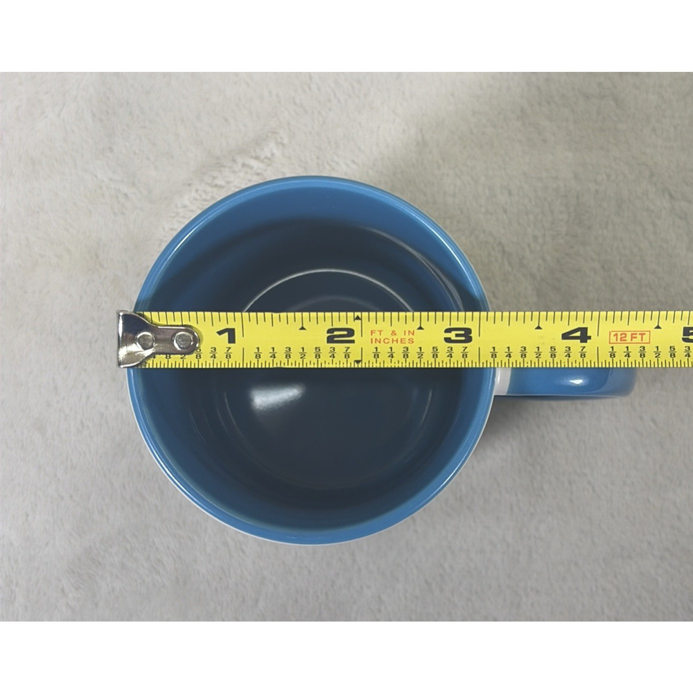 Personalized "M" Matt Coffee Mug Ceramic Cup 11oz Blue Interior Blk Letters - Picture 8 of 11